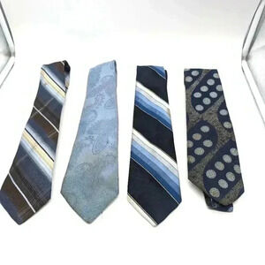4 Blue Vintage Ties 70s style Marquis, Brittania WIDE